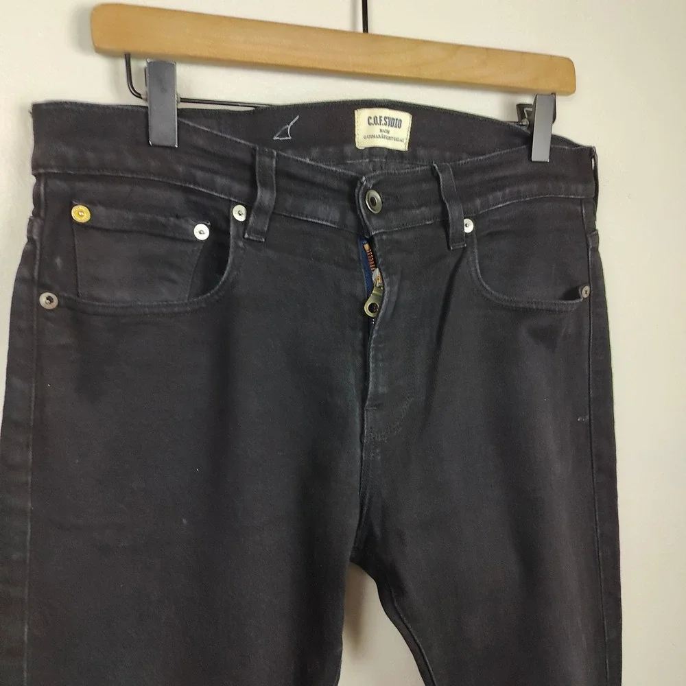 C.O.F. Studio Jeans Mens 32 Black Candiani Denim Slim Fit Made in‎ Portugal